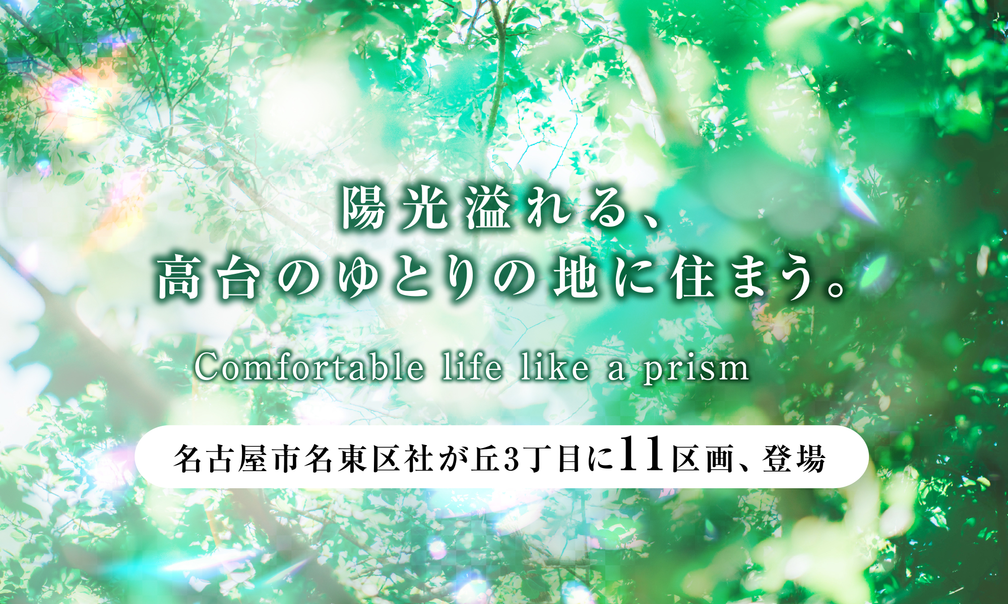 陽光溢れる、高台のゆとりの地に住まう。THE ONE Comfortable life like a prism 名古屋市名東区社が丘3丁目に11区画、登場