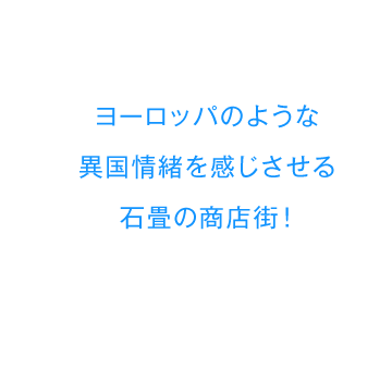 ヨーロッパのような異国情緒を感じさせる石畳の商店街！